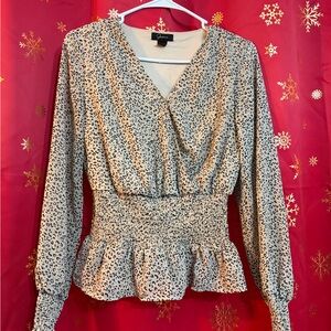 Japna Women's Black and White Leopard Print Blouse